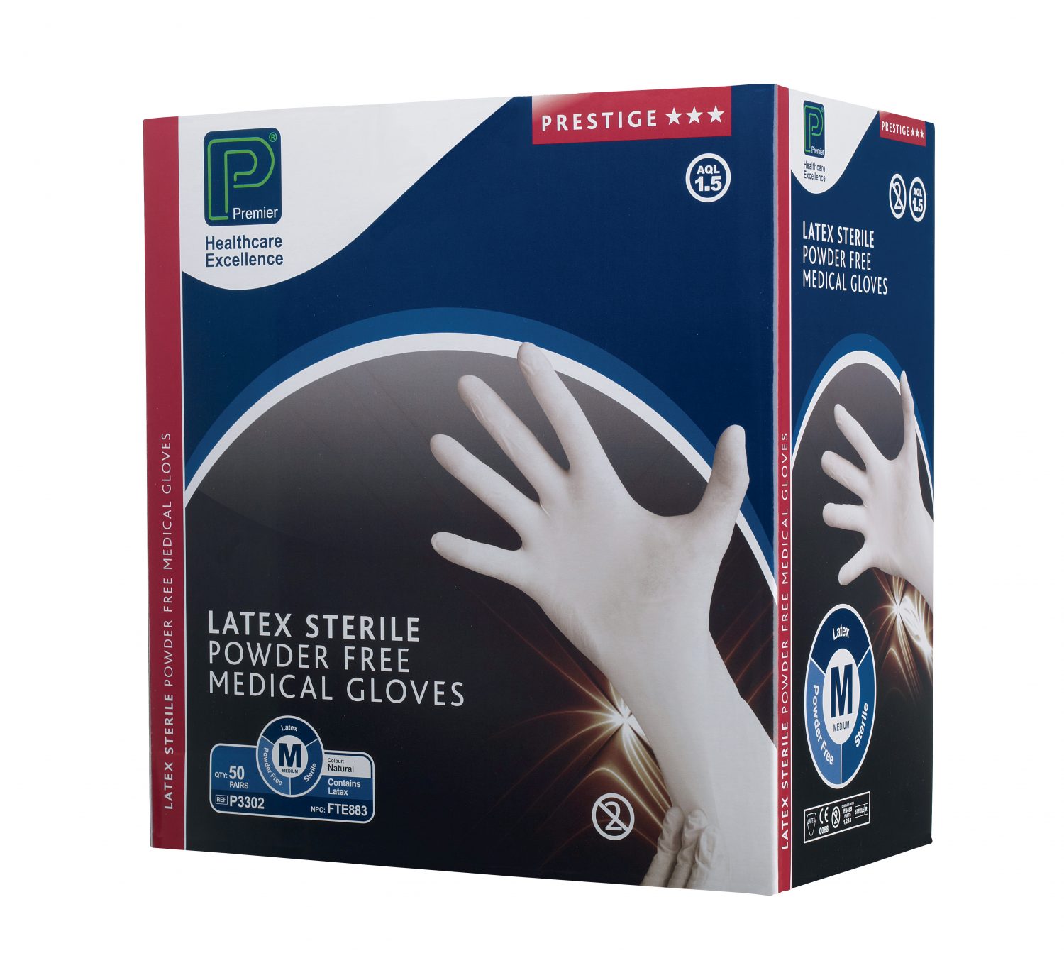 Gloves Sterile Latex Powder Free Box 50 Pairs