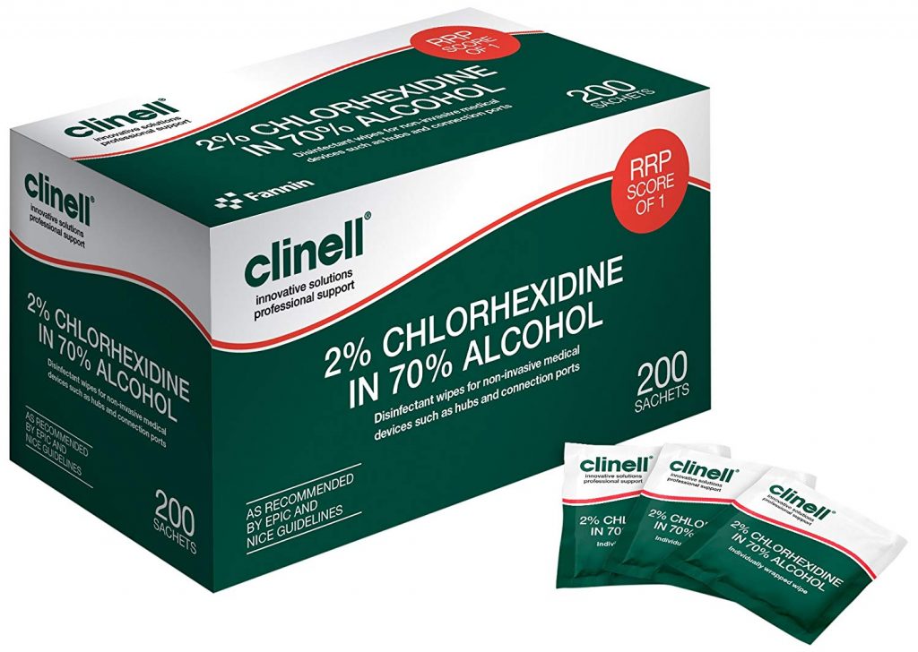 Clinell Alcoholic 2 Chlorhexidine Wipes Pack 240