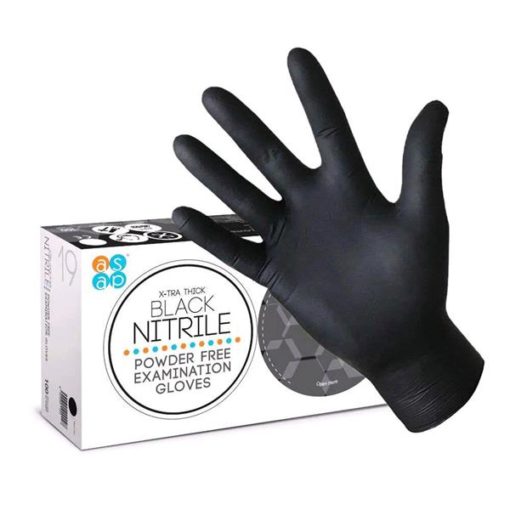X-tra Thick Black Nitrile Powder Free Examination Gloves, 100 per Box