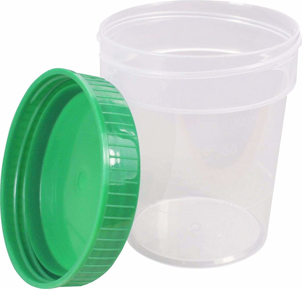 urine-beaker-with-green-screw-on-lid-pack-100